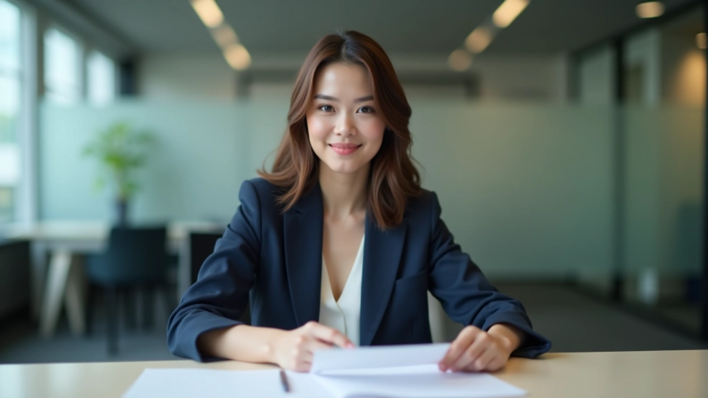 Two professionals reviewing lease documents at modern office desk with calculator